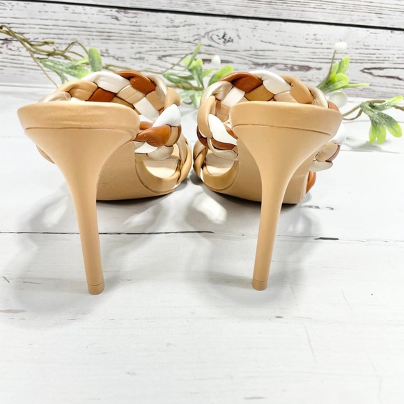 NEW Women's Camel Open Toe Pumps with Braided Straps - Size 6 - Picture 4 of 9